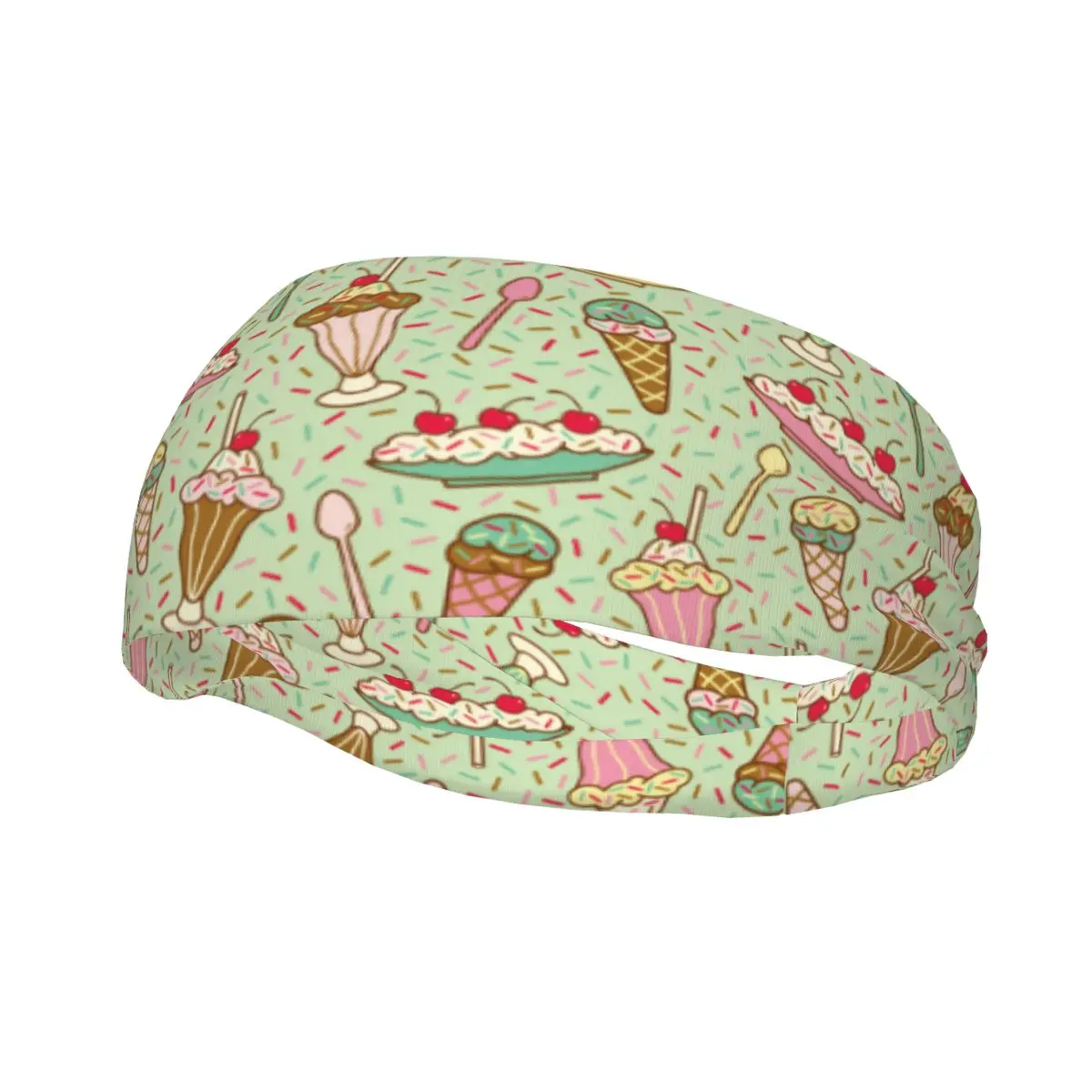 Unisex Sports Sweatband Headband Fitness Workout Cycling Ice Cream Desserts With Mint Background Hair Accessories