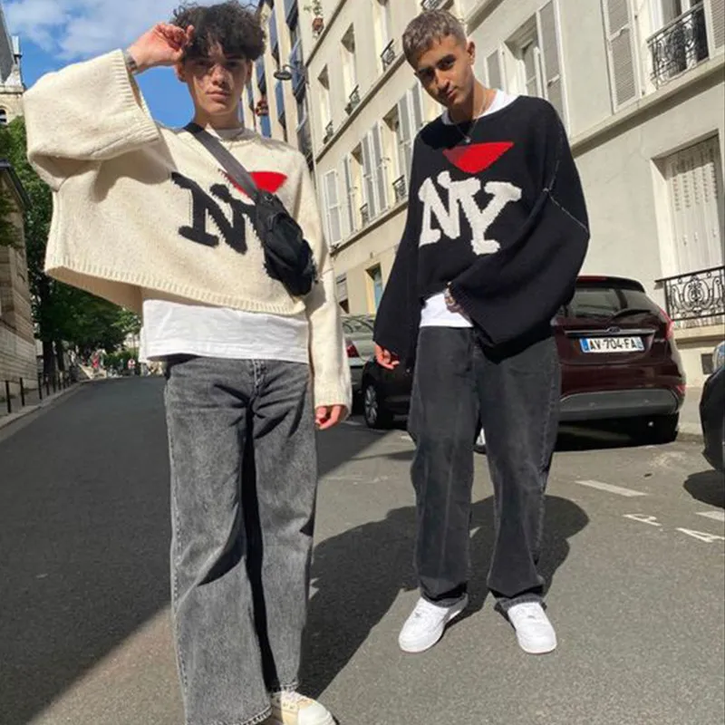 

BIG PROMOTION Harajuku knitted ugly sweater punk rock autumn and winter black red Gothic Y2K retro sweater cute pullover