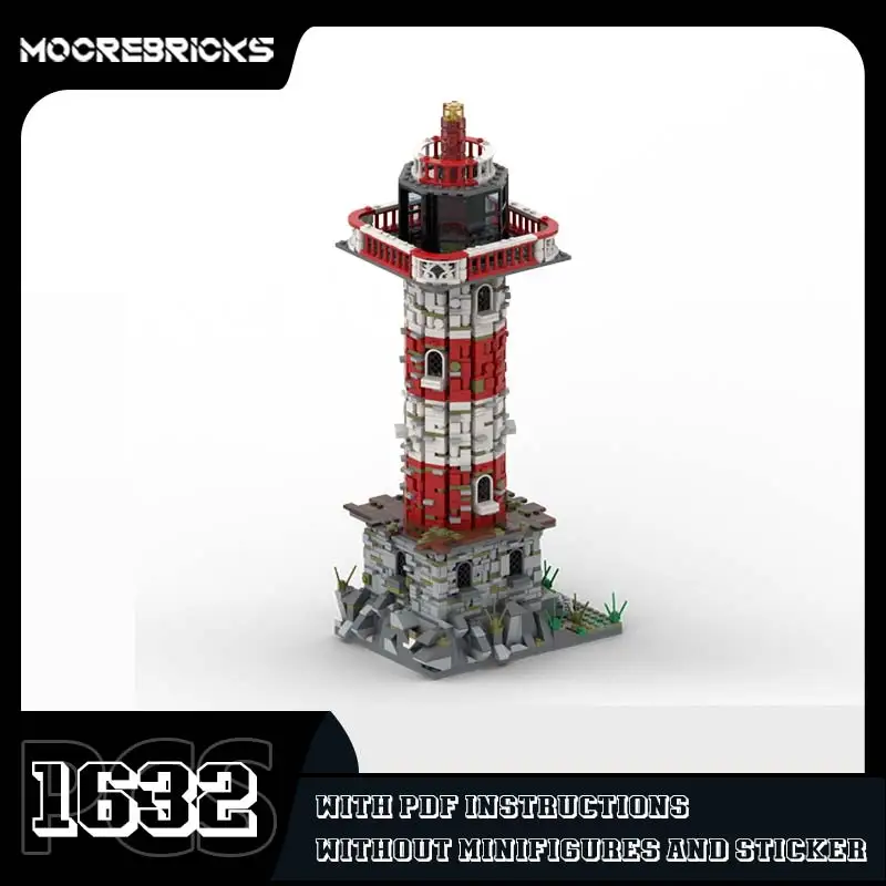 Phare MOC-162128 Paysage Bâtiment nuits Bord De Mer Architecture Facilité Modèle High-tech Briques Jouet Cadeau Collecté Pour Enfants