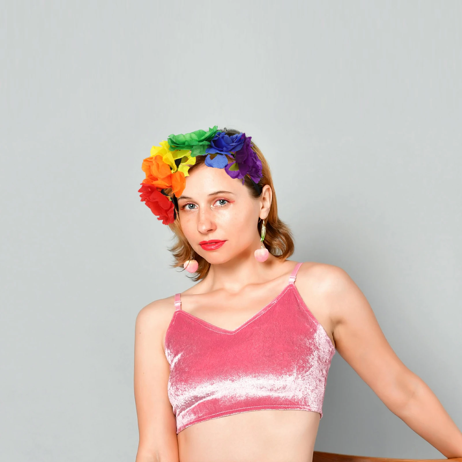 

Rainbow Flower Hairband Pride Headband Women Floral Hairbands Girls Colorful Rainbow Rose Hair Accessories Party Decorative