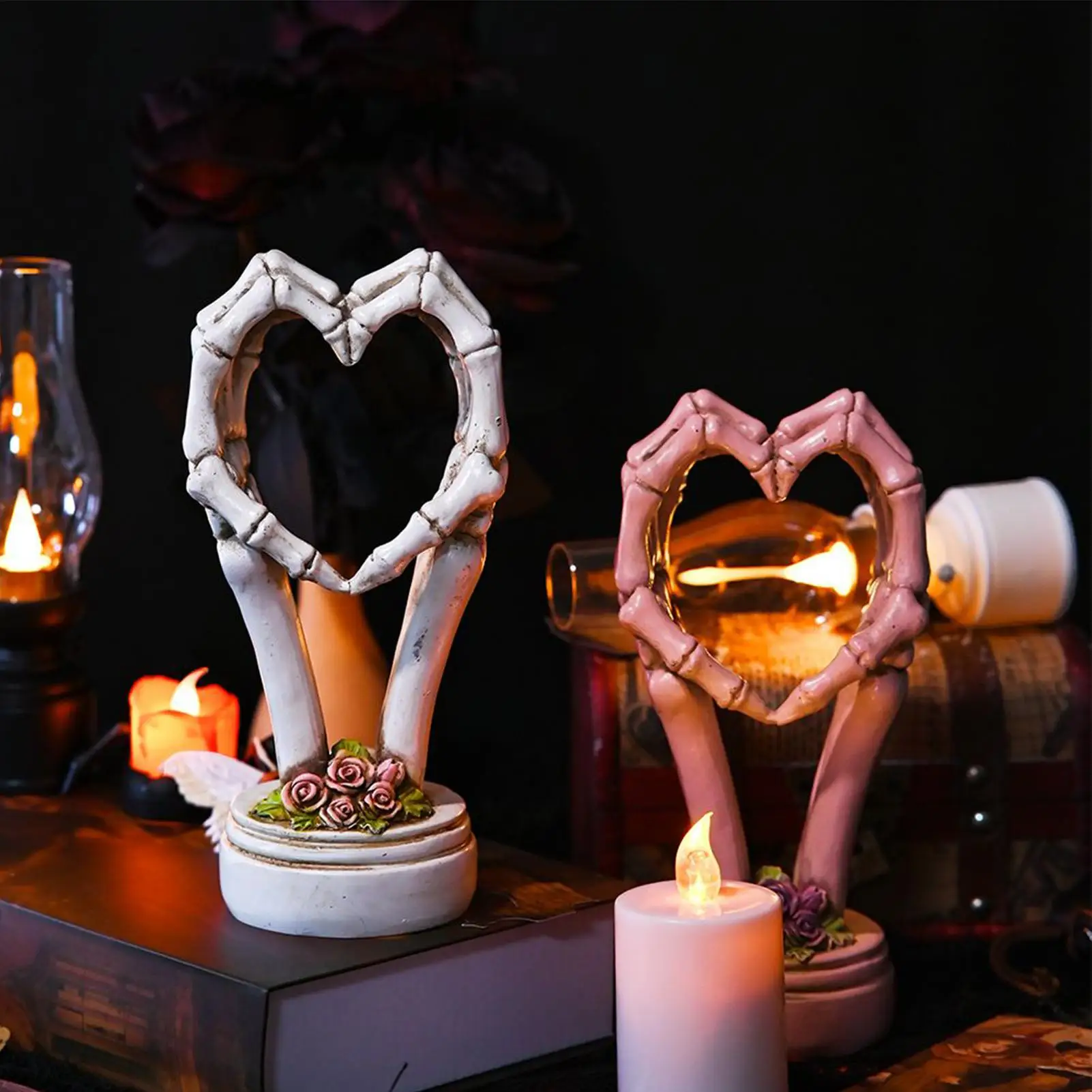 

Креативная настольная фигурка с жестами, смола, череп, рука, сердце, скульптура, Хэллоуин, гостиная, спальня, гротеск, готический домашний декор