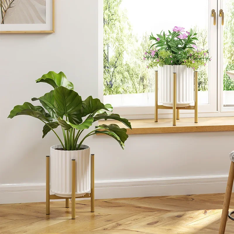 Indoor Horticultural Flower Potting Frame Floor Standing Metal Modern Simple Cross Multilayer Expansion Balcony Plant Stand