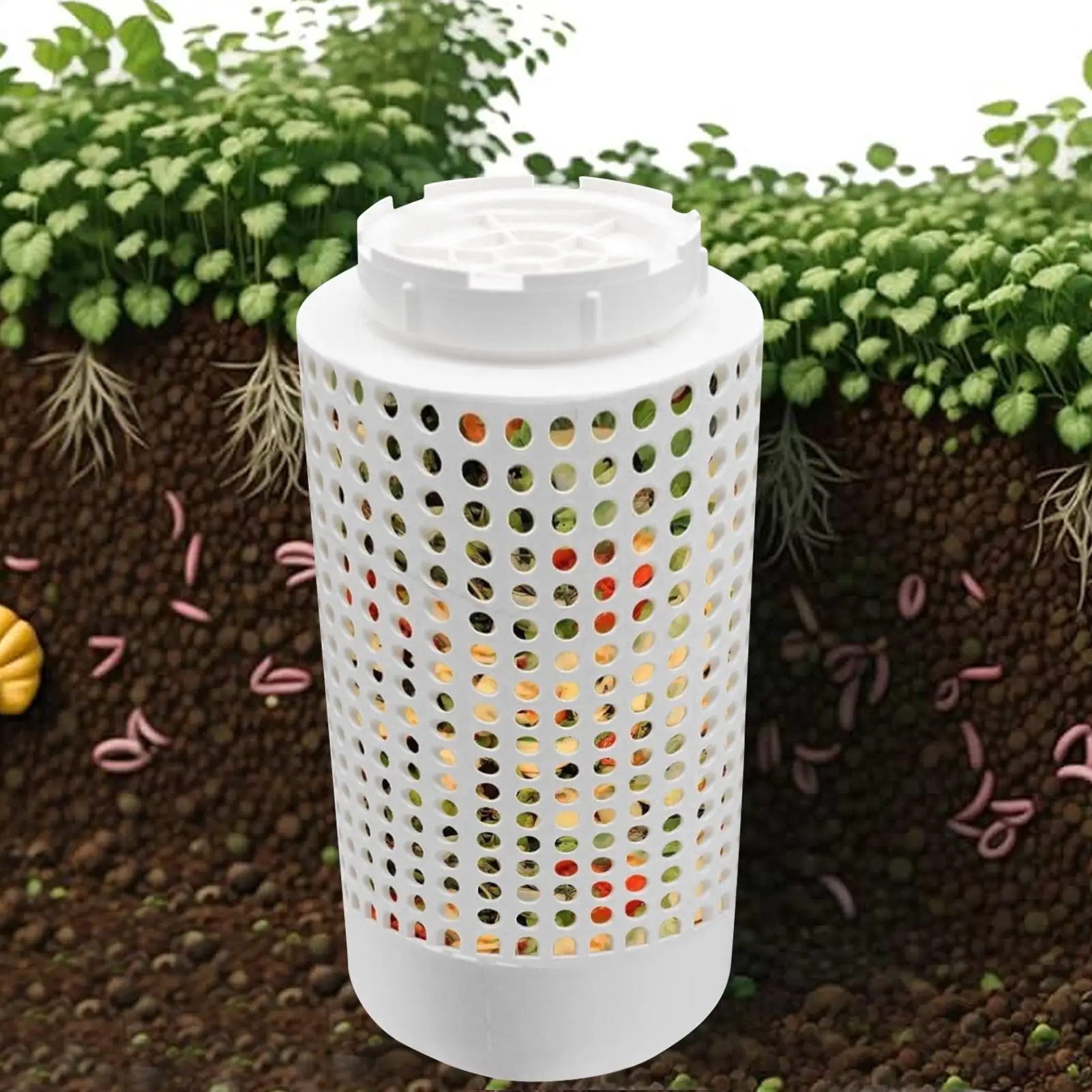 Compostador de lombrices enterrado, contenedor de compost subterráneo, filtro de drenaje para huertos elevados y patios