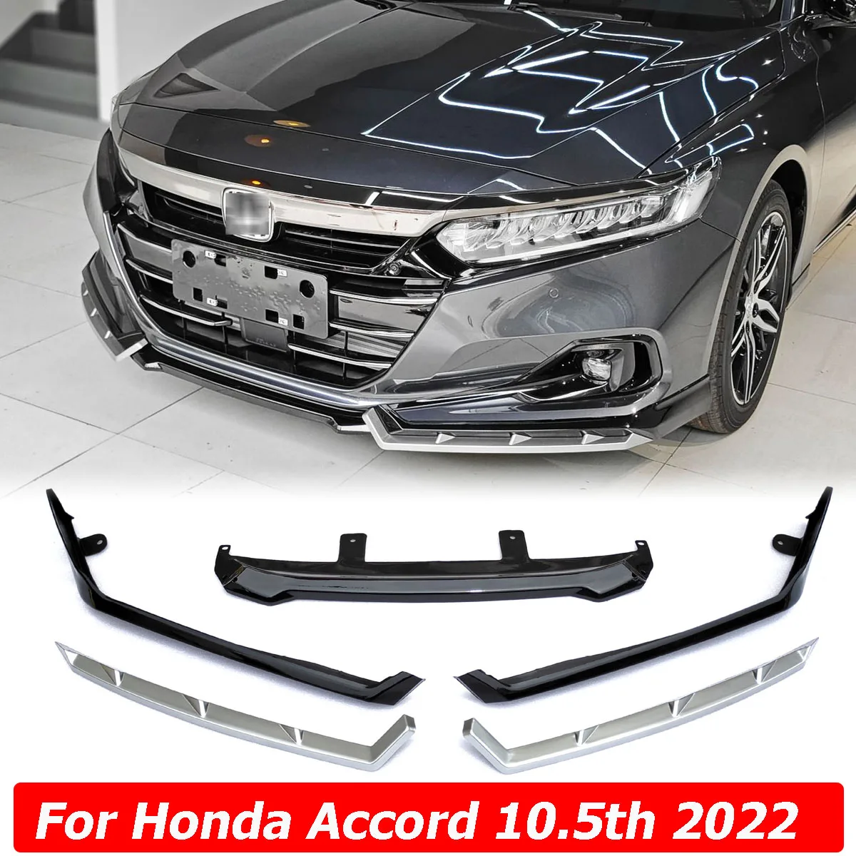 Alerón de labio de parachoques delantero para Honda Accord 10.5th Gen 2022, Kit de carrocería divisor lateral, protectores deflectores, accesorios protectores para coche