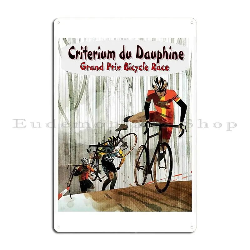 Criterium Du Dauphine Colorful Abstract Bicycle Racing Advertising Metal Sign Garage Custom Living Room Bar Tin Sign Poster