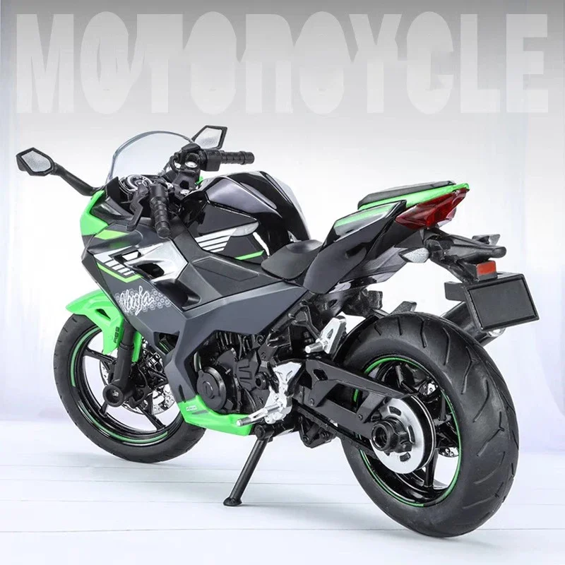 

Miniatures 1/12 Kawasaki Ninja 400 Alloy Diecast Motorcycle Model Vehicle Collection Sound & Light Off Road Autocycle Toy Car