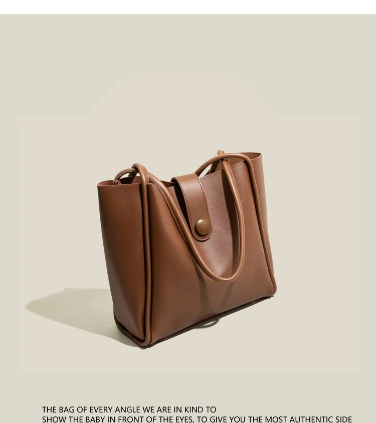 Maxdutti-Bolso de hombro sencillo de gran capacidad para mujer, bolsa de mano informal para axila, estilo de Nueva Inglaterra, de cuero, a la moda, 2023