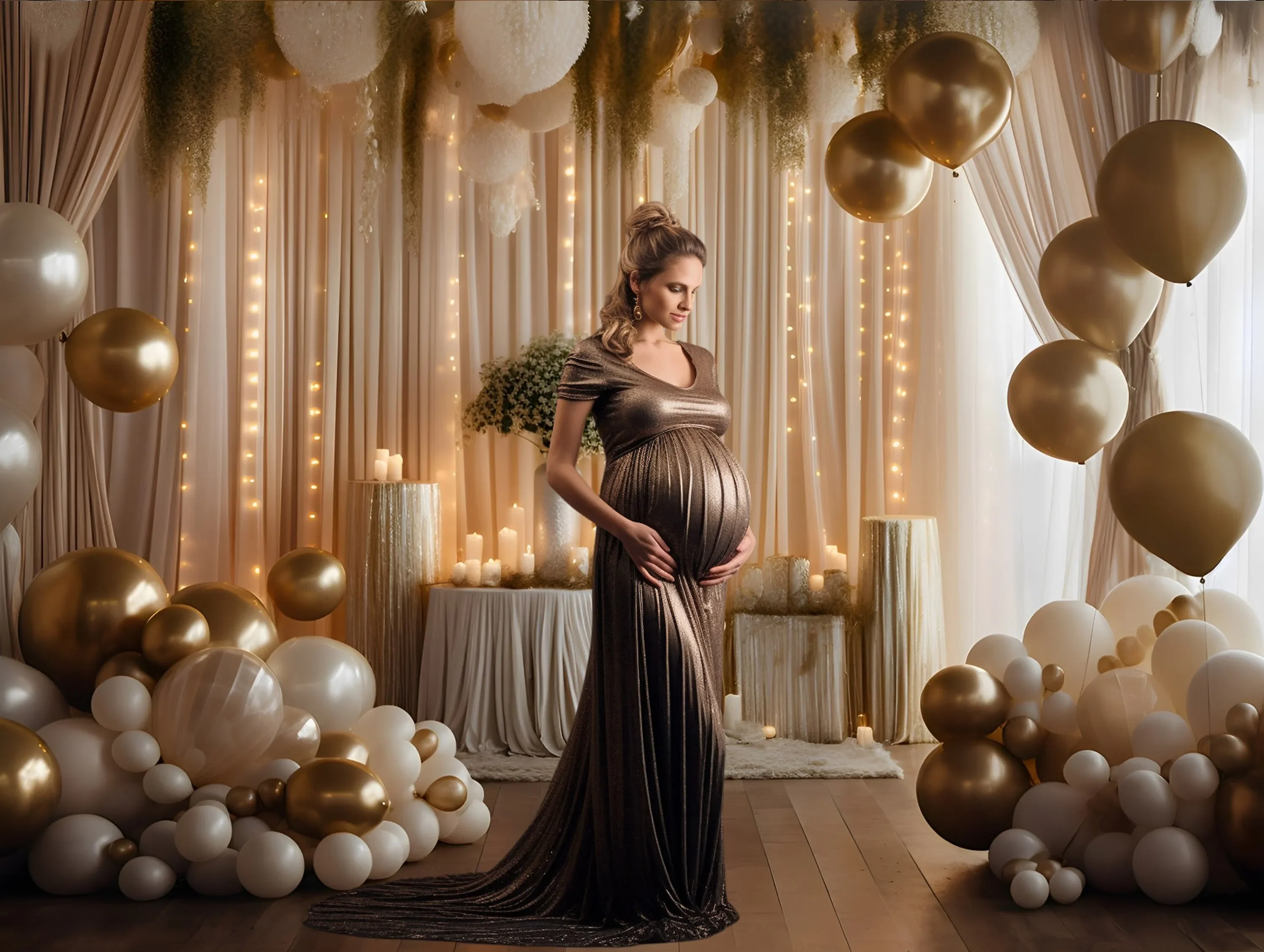 Mehofons Balon latar belakang fotografi dalam ruangan tirai dalam ruangan anak dewasa pesta ulang tahun dekorasi potret latar belakang Studio foto