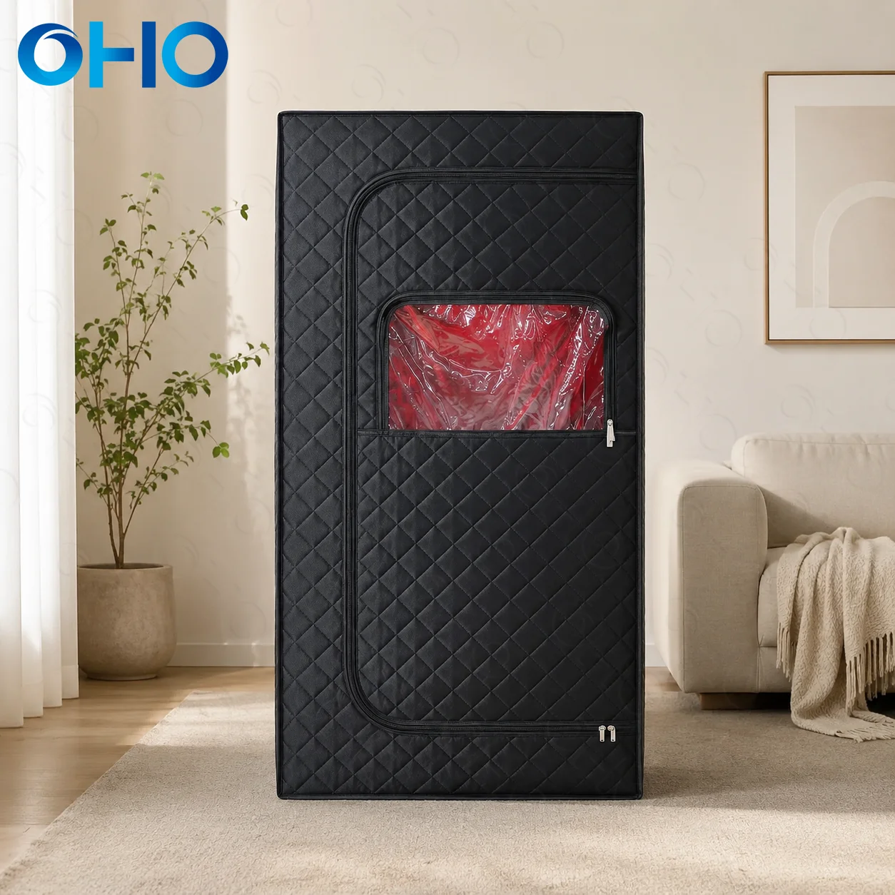 Portable Full‑Size Far Infrared Sauna Tent, 1‑Person Home Sauna with Internal Heating Wire System