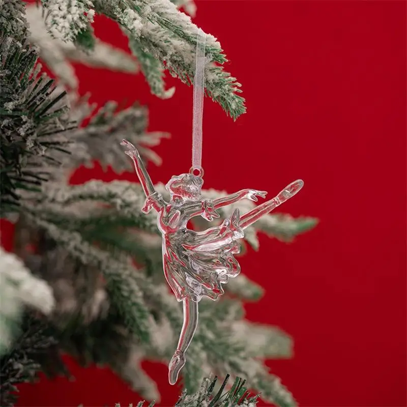 Transparent Angel Pendant Christmas Tree Hanging Decoration Clear Ballet Girl Cupid Acrylic Pendant Xmas Party Decor Ornament