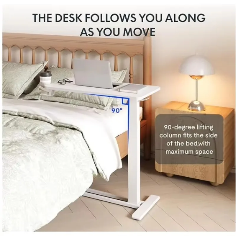 عجلات طاولة بجانب السرير معدنية قابلة للتعديل تعمل بالهواء المضغوط لتناول الطعام في المستشفى والمدرسة والسوبر ماركت وغرفة النوم والصالة الرياضية #5