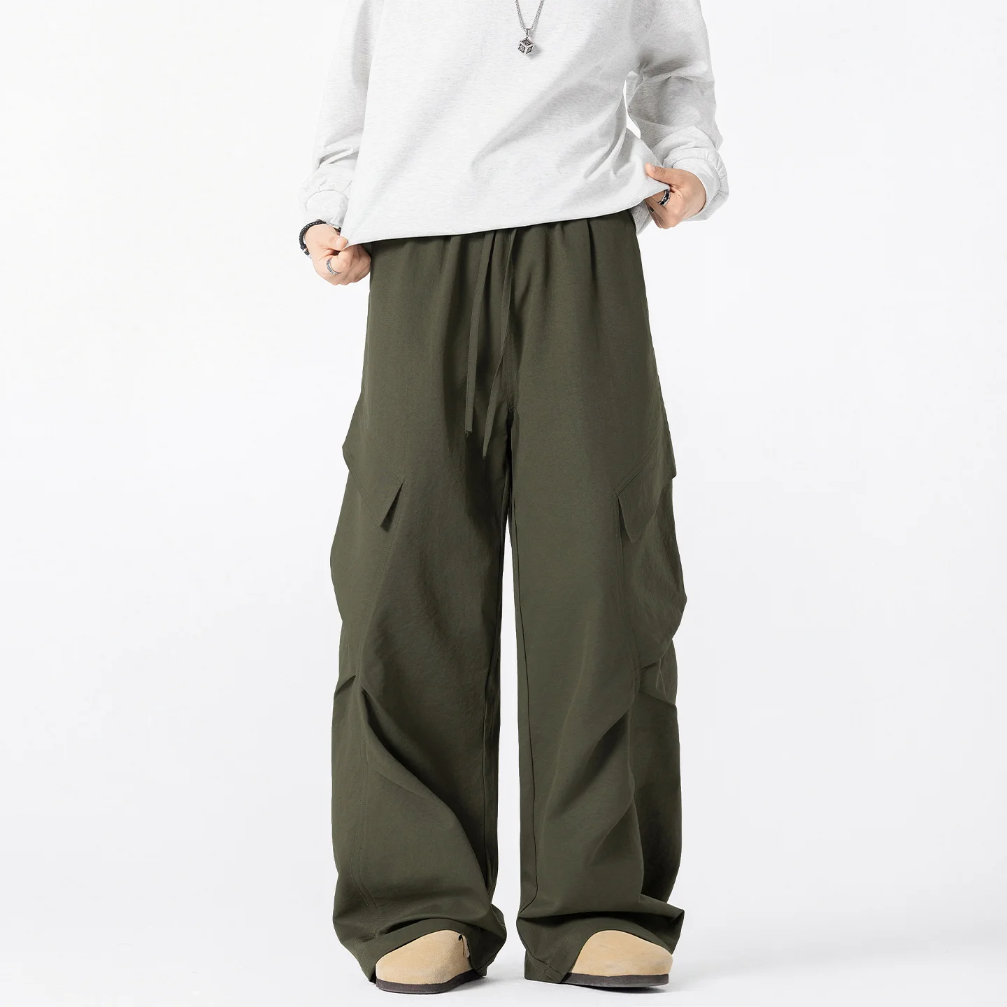 

Осень 2023, повседневные свободные дышащие длинные брюки в американском стиле для мужчин и женщин, высокая мода, универсальные, легкие, удобные