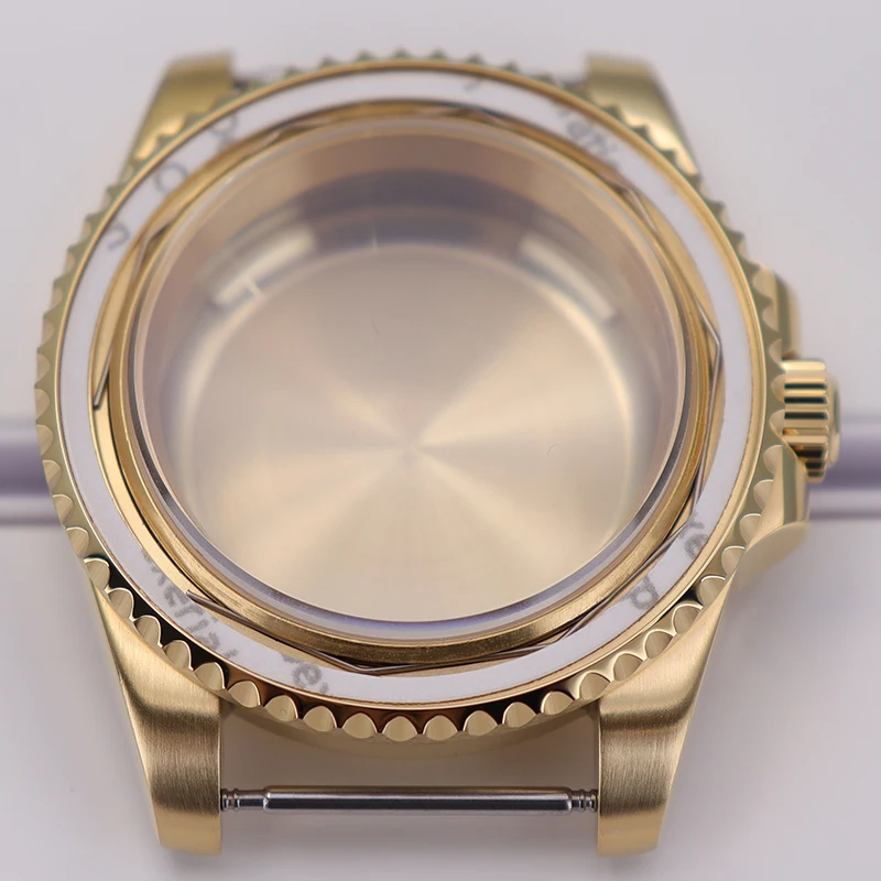 Fenya ouro pvd 40mm caixa de relógio safira para deepsea seiko nh35 nh36 nh34 nh38 4r36 eta2824 miyota8215 movimento 28.5mm à prova dwaterproof água