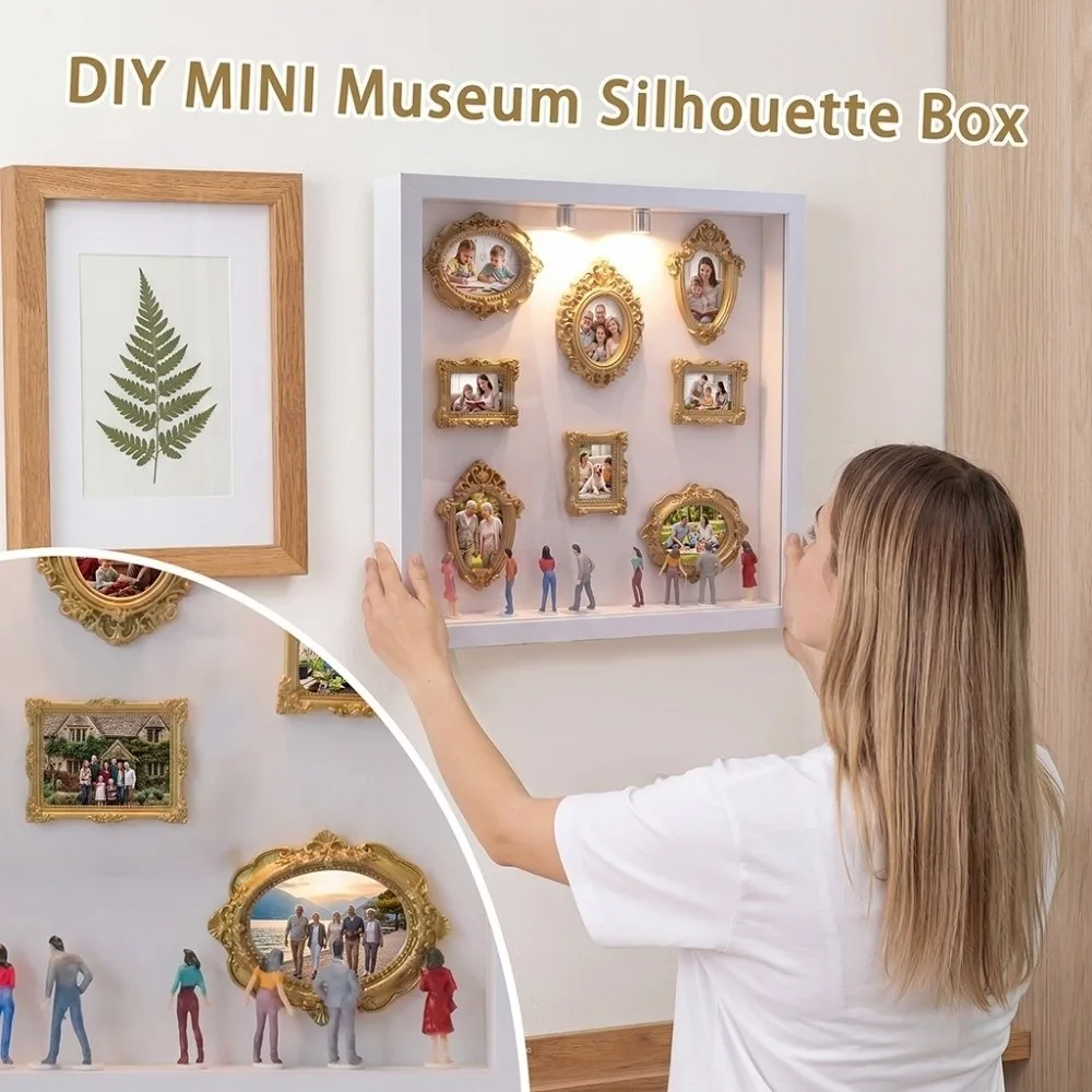Creative DIY Mini Silhouette Shadow Box LED Light Miniature Photo Frame Wall Ornament Wall Display