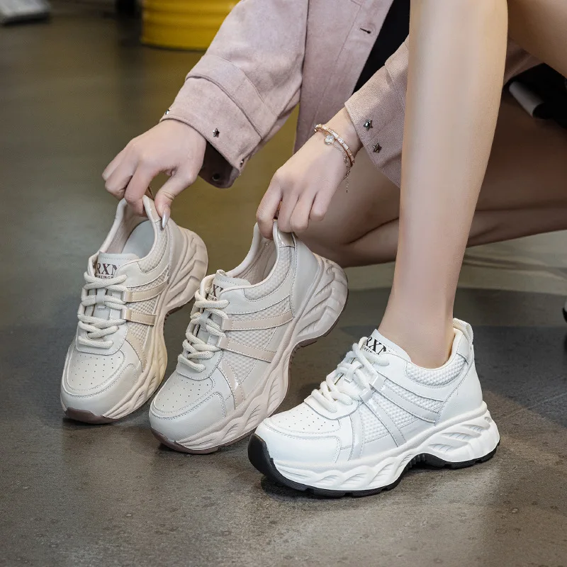 

Женские кроссовки в стиле Dad Sneakers, модные туфли на платформе, повседневные кроссовки с дышащим сетчатым верхом, прогулочные кроссовки на массивной подошве.