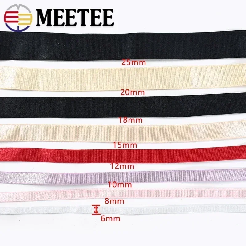 10/20Meters 6mm-25mm Nylon Elastic Bands For Bra Straps Rubber Band Webbing Shoulder Strap DIY Garment Decor Sewing Accessories