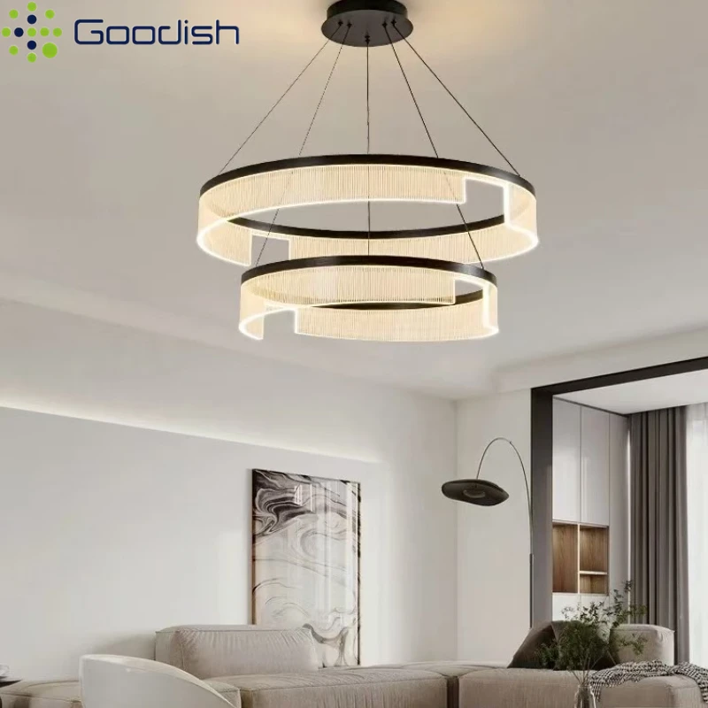 Lámpara colgante moderna de lujo, candelabro acrílico Circular, lámparas colgantes, Lustre, decoración del hogar, candelabro para sala de estar y comedor