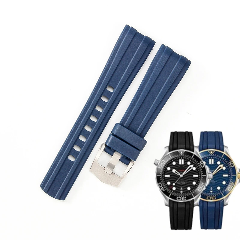 Brand Quality 20mm Soft Rubber Silicone Watch Band Buckle Grind Arenaceous Belt Special For Omega strap For Seamaster 300