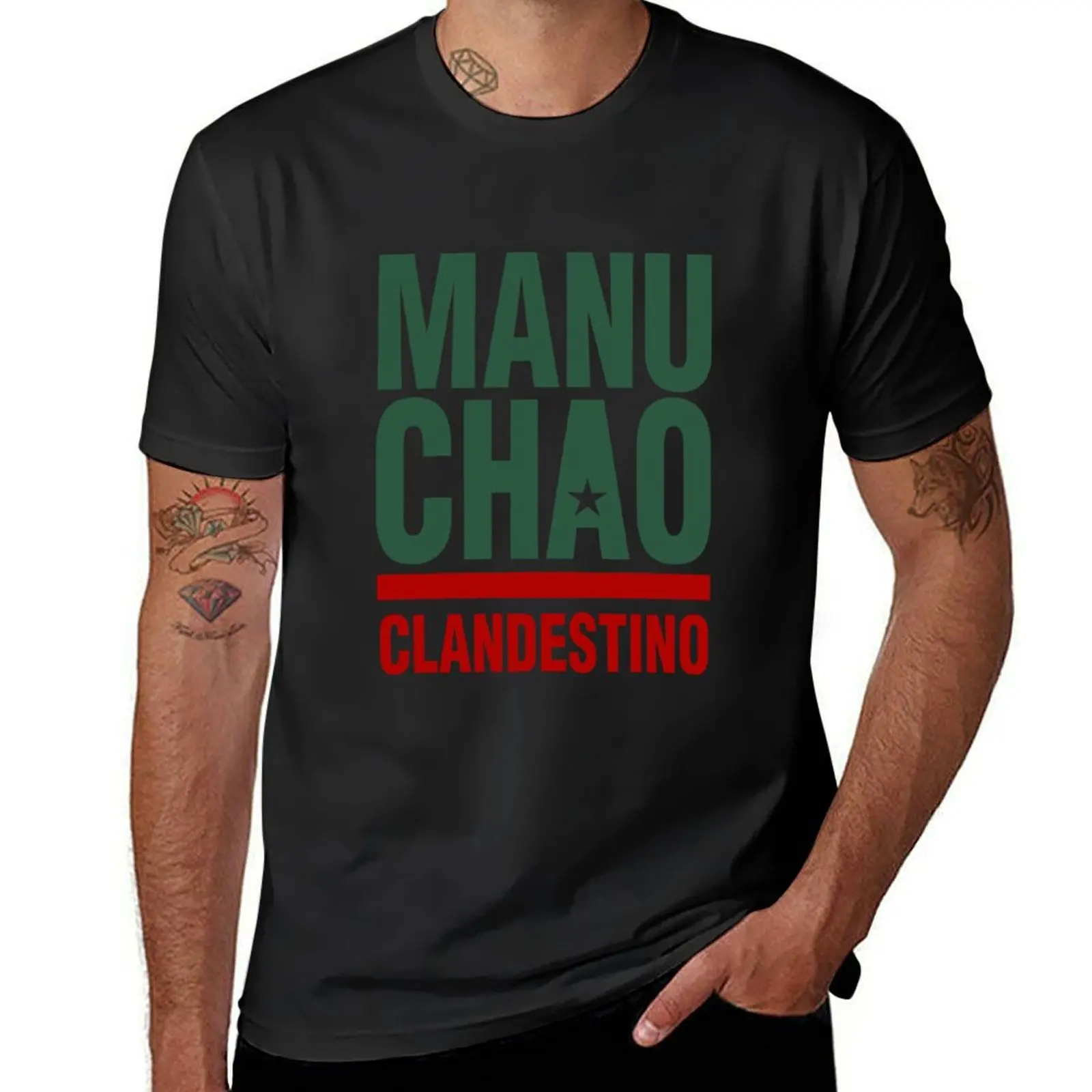 

Manu Chao Clandestino Logo T-Shirt anime boys whites Aesthetic clothing plain mens champion t shirts