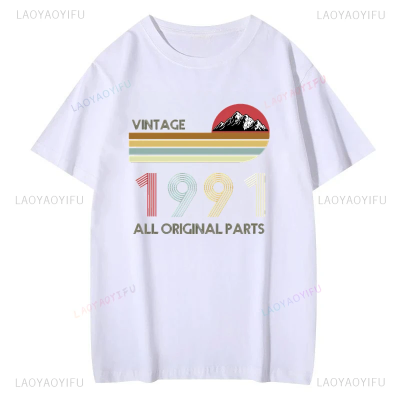 2024 Summer Fashion Casual Top Vintage Style 1991 Fun 33rd Birthday Gift Classic Cotton Crew-neck Loose Short-sleeved T-shirt