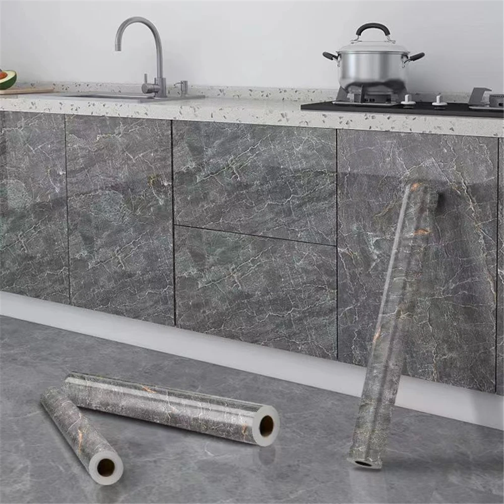 80cm Large Size New Kitchen Bathroom Furniture Waterproof Sticker PVCAluminum Foil Self Adhesive Removable Anti-dirty Wallpaper