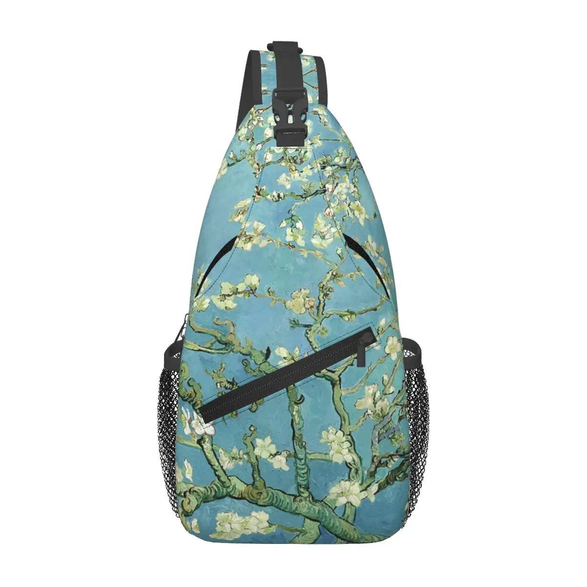 Van Gogh Almond Tree Chest Bag Men Sling Crossbody Backpack Chest Bag Travel Hiking Daypack Shoulder Bag