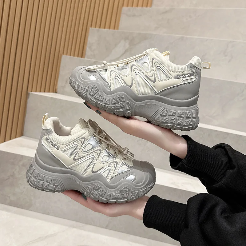 

2026 Women Hiking Shoes Spring Summer Fashion Sports Style Air Mesh Out Sneakers Female Synthetic Leather Ladies Vulcanized Shoe