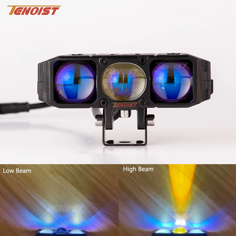 

New 4.5 Inch Blue Lens White Yellow High Low Beam LED Head Driving Light With Cooling Fan for Motorcycle 9-30V