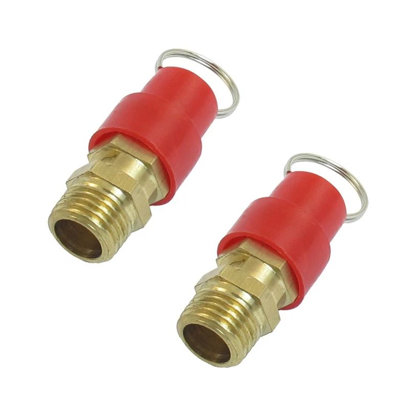 2X Pressure Relief Valve 1/4 Zoll PT Air Compression Valve Red + Gold