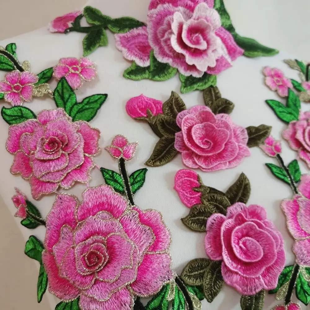 Pink Flower Patch For Repair Decoration Appliques