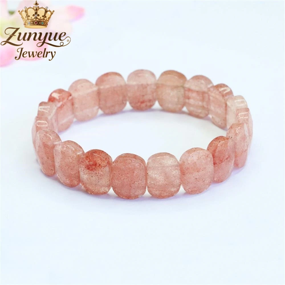 Natural Strawberry Crystal Round Edge Section Bracelet Luxury Quality Fashion Fine Jewelry Exquisite Elegant Charms Popular Gift
