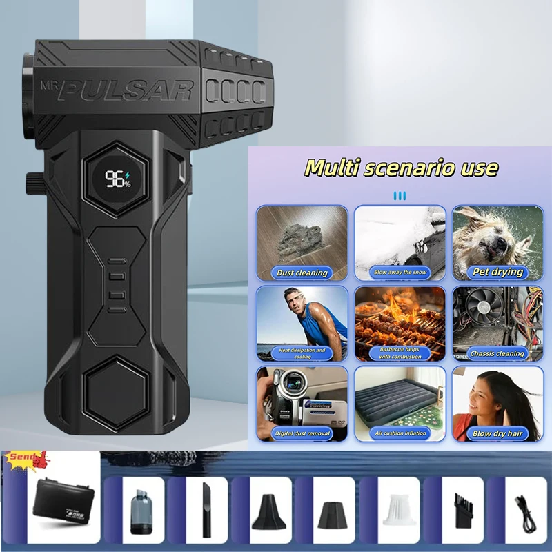 

2025 New 990000RPM Powerful Jet Blower High Speed Brushless Motor Dust Blower 10000mAh Turbo Fan Portable Car Vacuum Cleaner