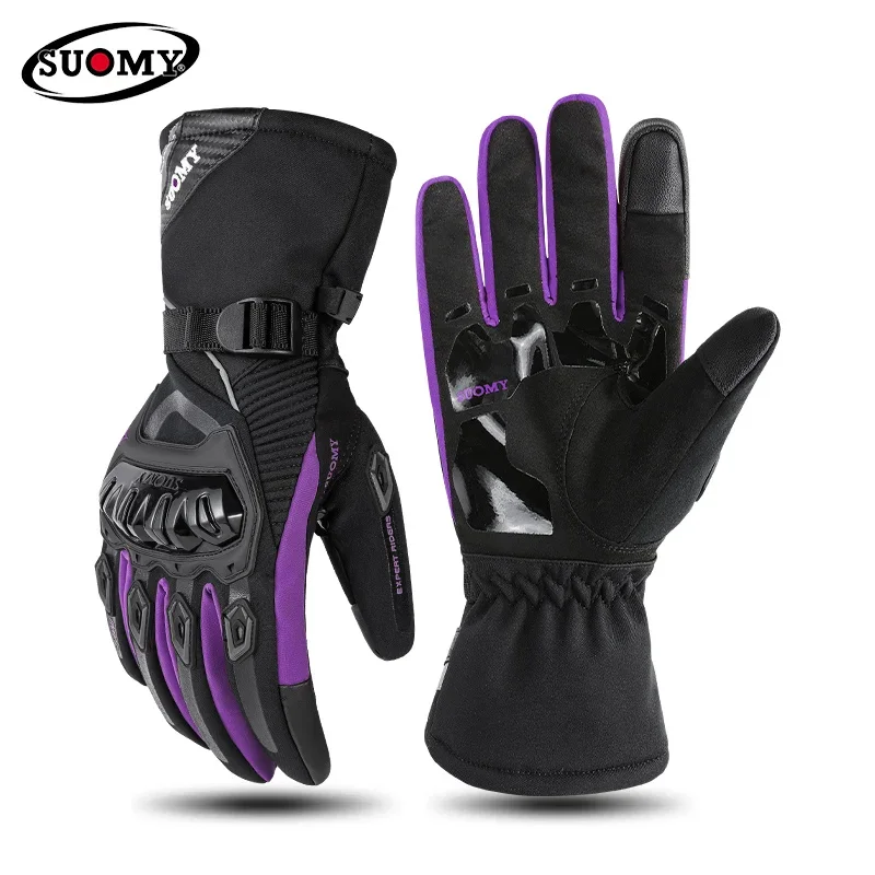 

Purple Winter Motorcycle Thickened Thermal Gloves Two-finger Touchscreen Skiing Snow Motocross Gloves Women Lady Pink Cycling XS