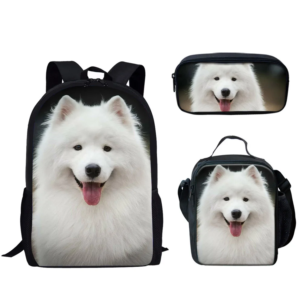 2025 Kawaii Samoyed Dog Print School Bag Set For Boys Girls Back Pack Kids Backpack Primary Student Schoolbag Shoulder Book Bag