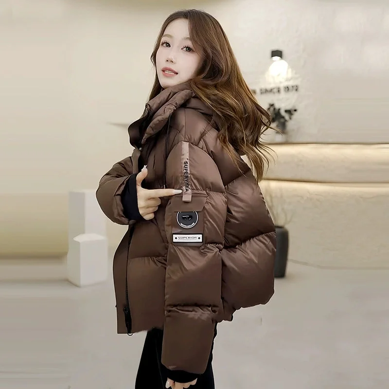 Jaket Pendek Berlapis Kapas Musim Dingin 2025 Baru Wanita Gaya Barat Mantel Tebal Jaket Kapas Wanita Parka Luaran