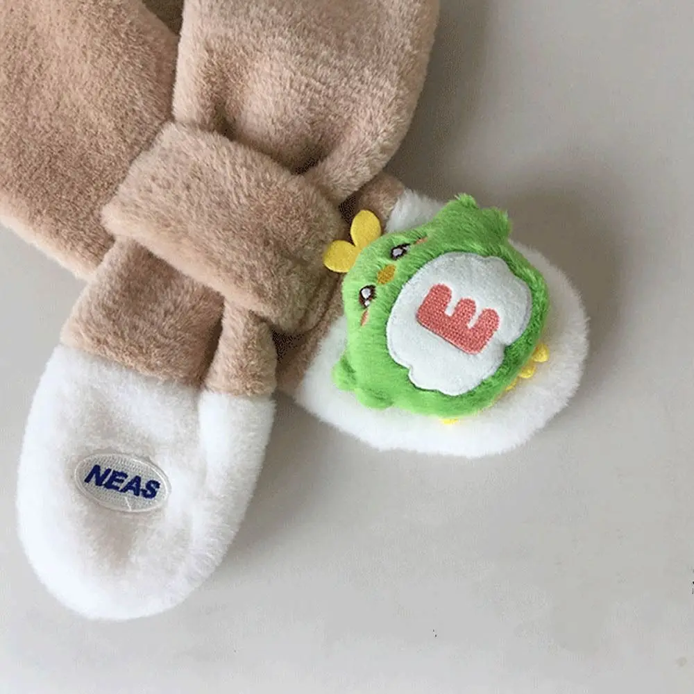 Conjuntos de guantes de bufanda de felpa suave para niña y niño, bufanda de cuello cálida de invierno, adornos Unisex