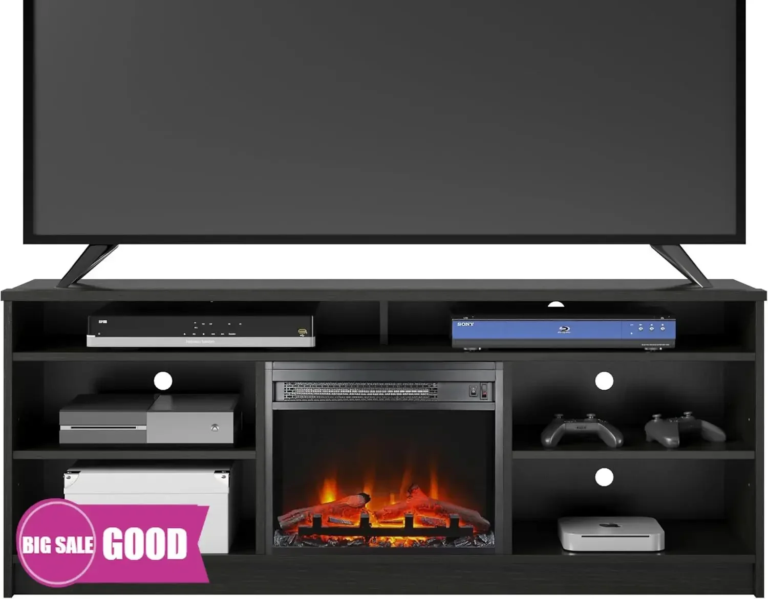 BestsellerNEW! Hendrix Fireplace TV Stand for TVs up to 65 Inch, Replaceable Electric Fireplace Insert Heater, Realistic Log and