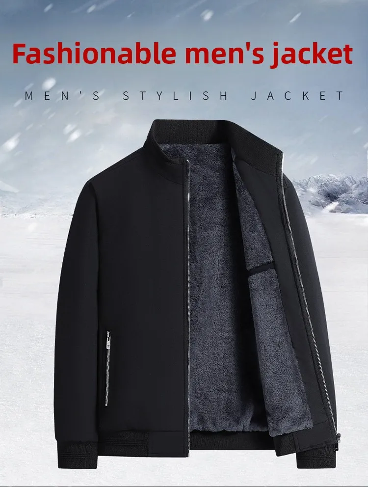 

2025 утепленная теплая хлопковая куртка на флисовой подкладке, мужское зимнее пальто большого размера, корейский стиль, деловая повседневная куртка с прямым подолом на молнии