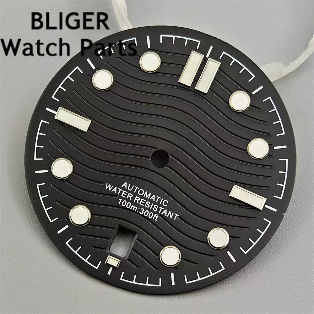 BLIGER 31 มม.NH35 นาฬิกาพร้อมเข็มตัวชี้สีเขียวส่องสว่างสําหรับนาฬิกาอุปกรณ์เสริมซ่อมเครื่องมือ 6 นาฬิกาวันที่