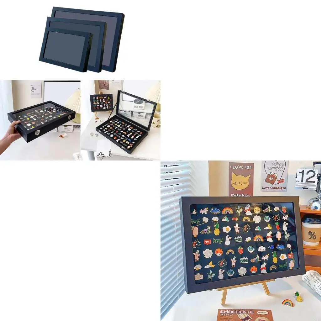 

Sophisticated Pin and Medals Display Case Practical Rings and Pins Showcase Large Plush Display Box for Wall or Tabletop