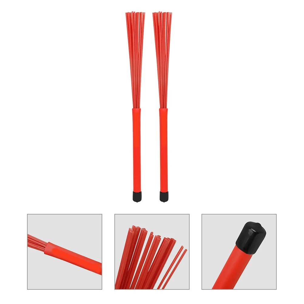 

1 Pair Drum Wire Brush Set Rubber Plastic Non-Slip Handle For Jazz Drums Percussion Portable Durable Brush Beginner Reliable