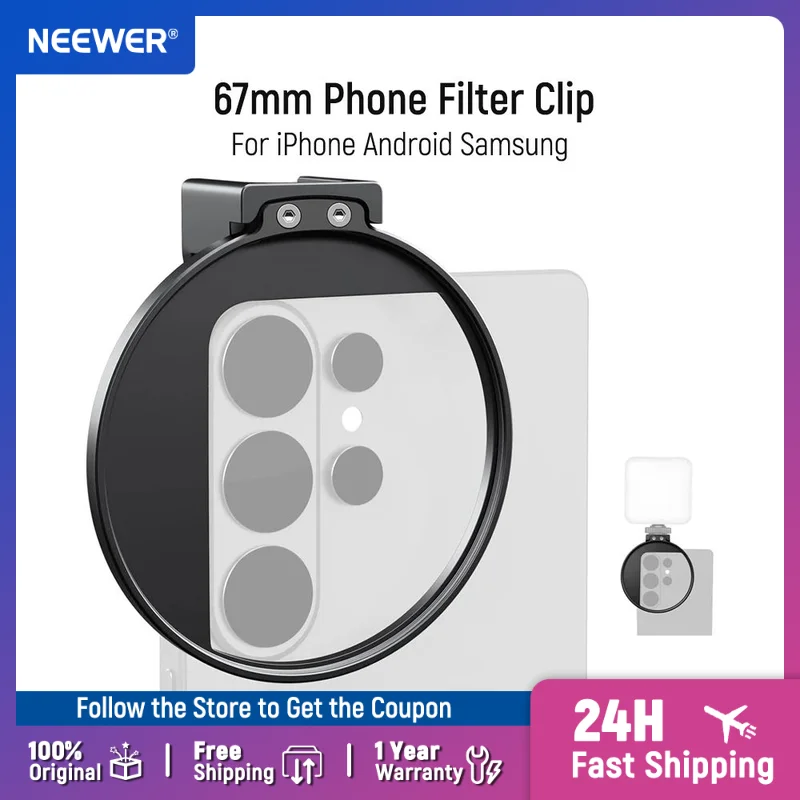 NEEWER 67mm Handy-CPL-Filter mit Cold-Shoe-Clip, HD-Zirkularpolarisationsfilter-Zubehör, für Android Samsung iPhone