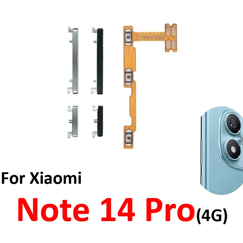 For Xiaomi Redmi Note 14 Pro 4G Phone Power Volume Button Up Down External Side Key Internal On Off Flex Cable Parts Black