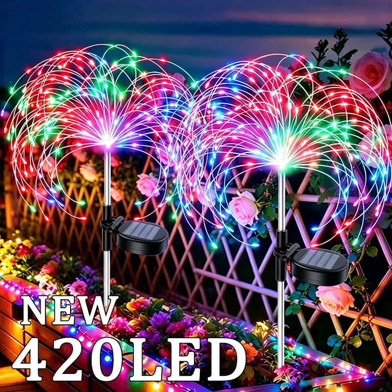 Solar Firework Fairy Lights 420LED Outdoor Waterproof Lawn P