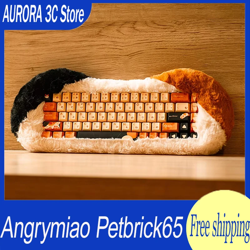 Angrymiao Petbrick65 Mechanical Keyboard 3Mode 2.4G Bluetooth Wireless Gamer Keyboard Rgb Backlit Computer Custom Keyboard Gifts