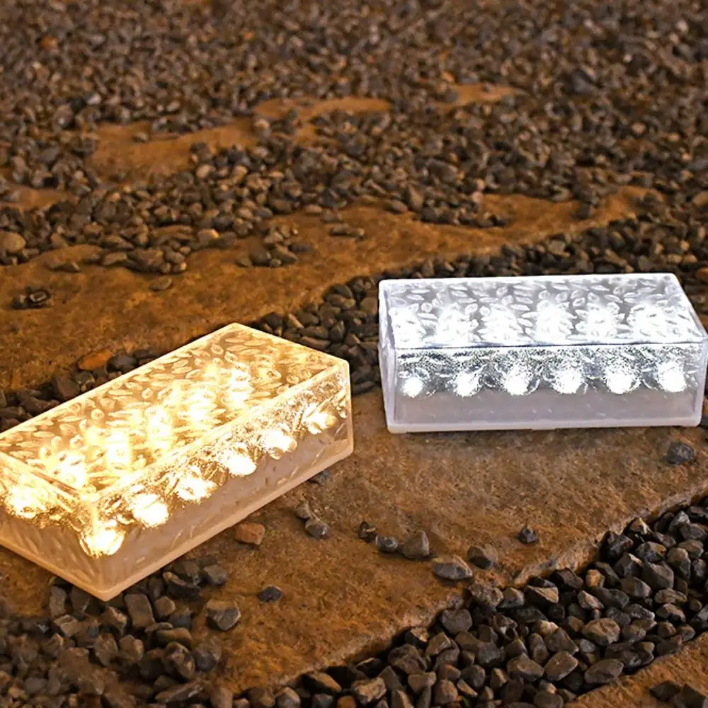 Solar Powered Solar Brick Light Waterproof Rectangular Outdoor Solar Lights LED Ground Mounted Walkway Decor Lights