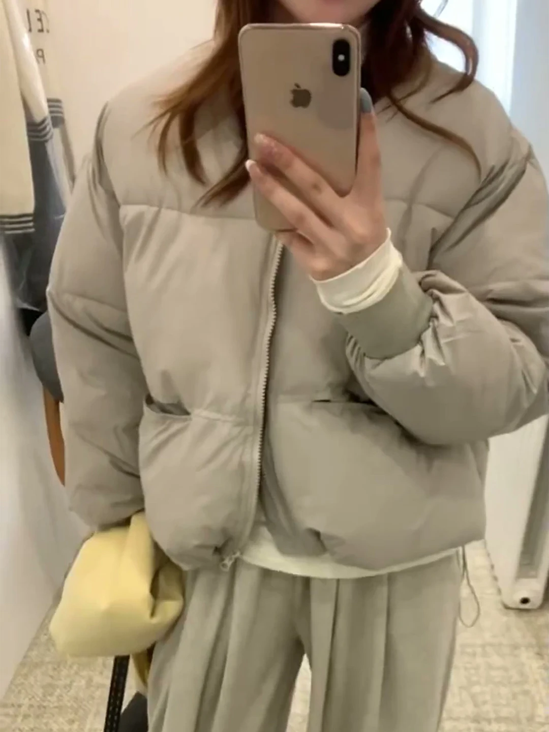 Casual Sle Version coréenne ort longueur fermeture à glissière hiver Thiened coton femmes ample chaud manteau rond