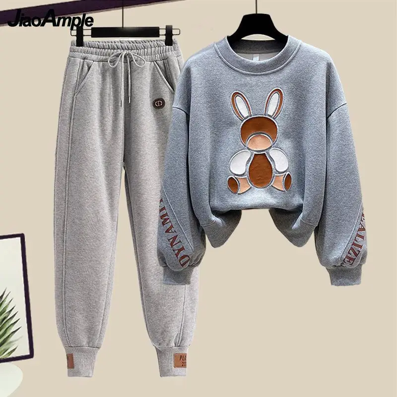 

Autumn Winter Korean Loose Sportswear Suit Women's Fashion Sweater Pullover+ Sports Casual Pants Two-piece Set Female Tracksuits