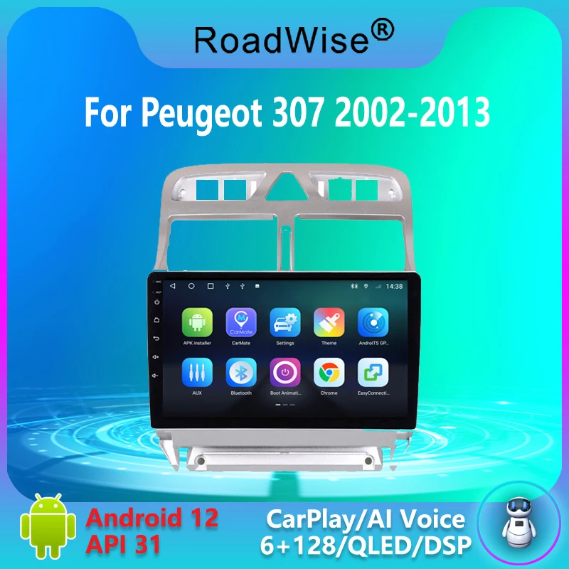 

Roadwise V7 8+256 Android 12 Car Radio For Peugeot 307 307CC 307SW 2004 - 2013 Multimedia 4G+Wifi GPS DVD 2 Din Autoradio Stereo