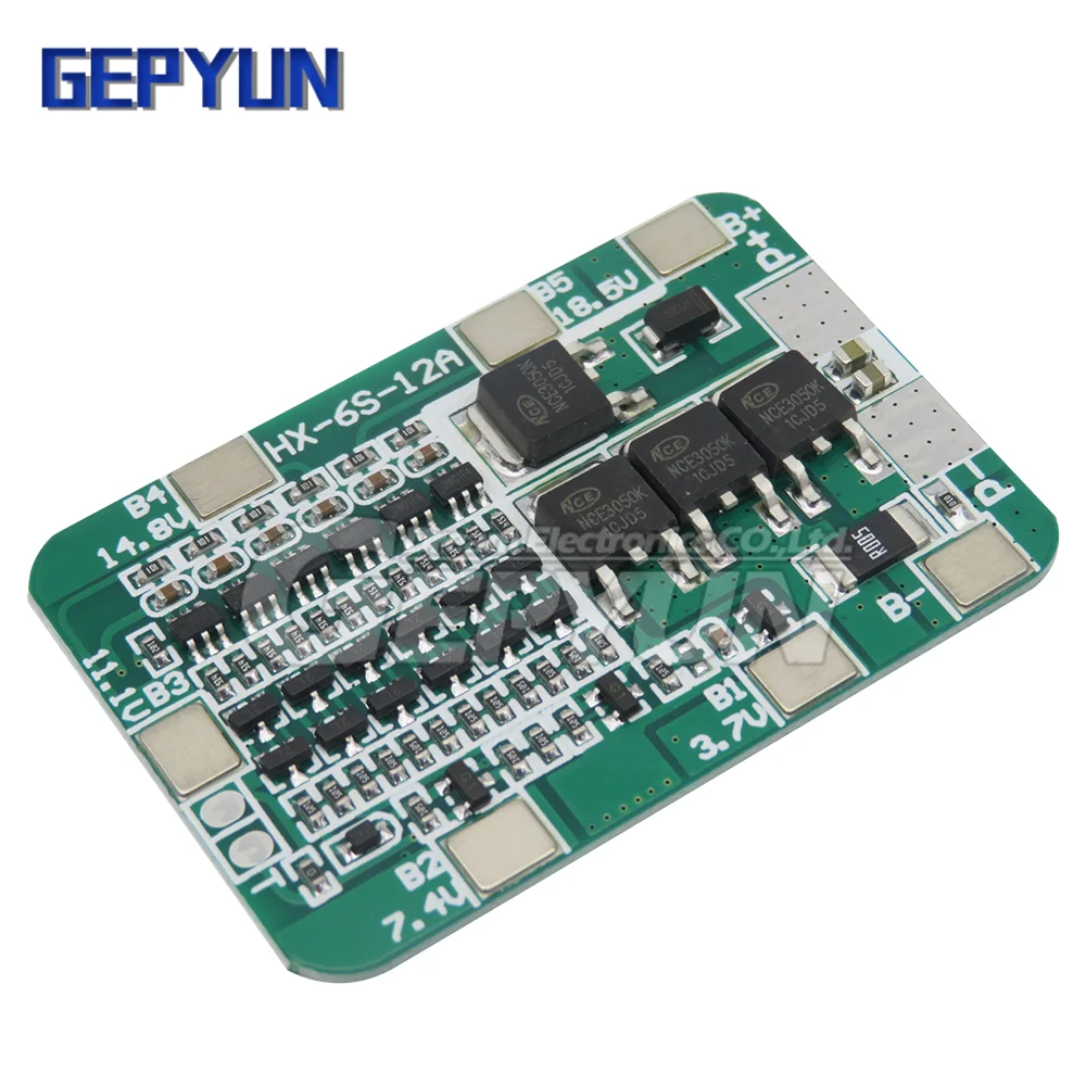 6S 15A 24V PCB BMS Protection Board for 6 Pack 18650 Li-ion Lithium Battery Cell Module DIY Kit